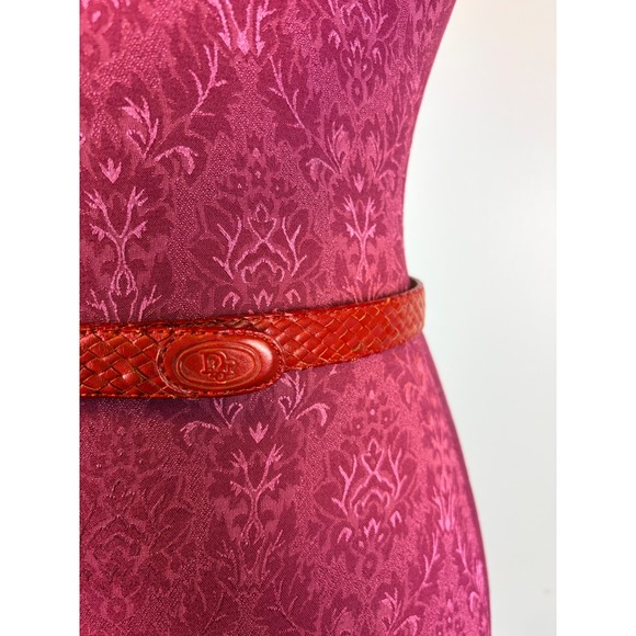 Christian Dior Red Woven Braided Leather Belt Medium Aniline Cowhide Vintage - Picture 9 of 10